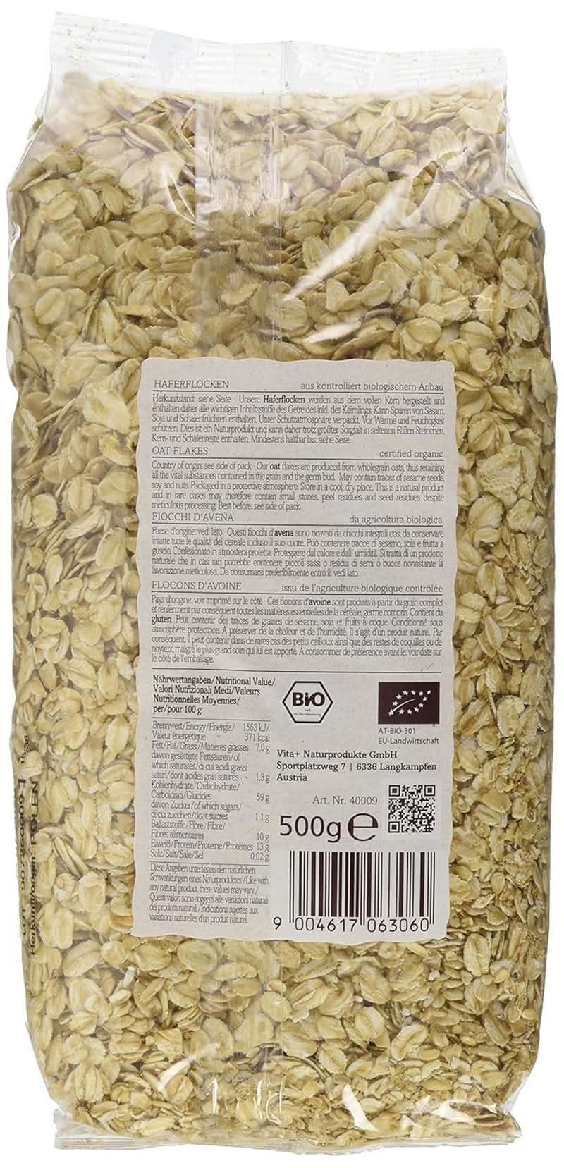 Verival Oatmeal - Økologisk, pakke med 6 x 500 gram Cereale Naty Shop