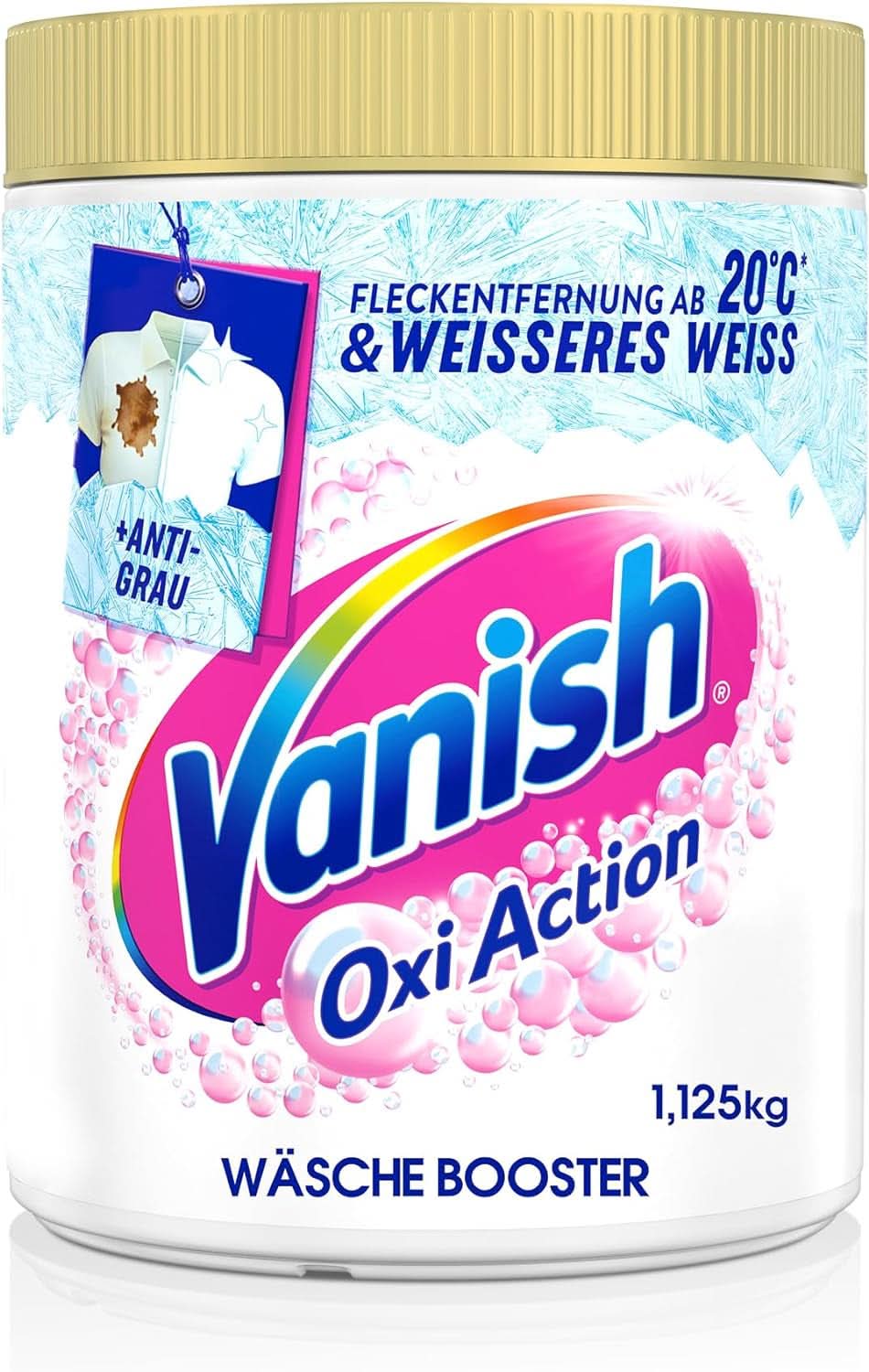 Vanish Oxi Action Powerwhite Powder - 1 X 1.125 Kg - pletfjerner og vaskepulver uden klor - til hvidt vasketøj Vaskemidler Naty Shop