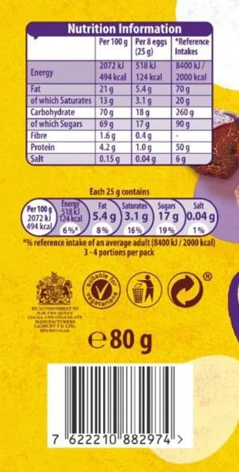 Solid pose med små chokoladeæg (80 g) i en sprød sukkerbakke (påskeforme)