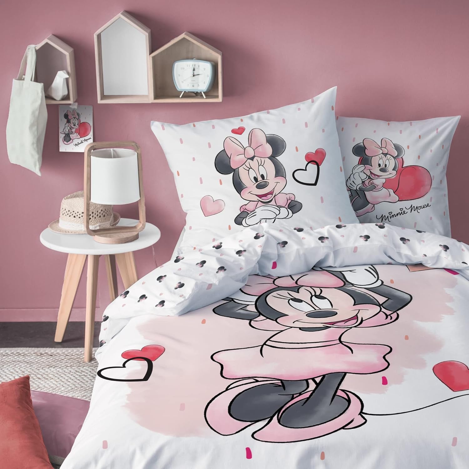 Minnie Mouse Bettwäsche Kinderbettwäsche 1 Kissenbezug 80X80 Cm + 1 Bettbezug 135X200 Cm 100% Baumwolle Naty Shop Standardtitel
