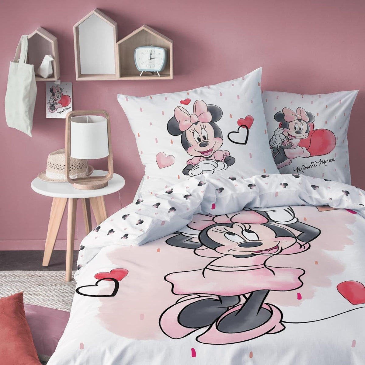 Minnie Mouse Bettwäsche Kinderbettwäsche 1 Kissenbezug 80X80 Cm + 1 Bettbezug 135X200 Cm 100% Baumwolle Naty Shop Standardtitel