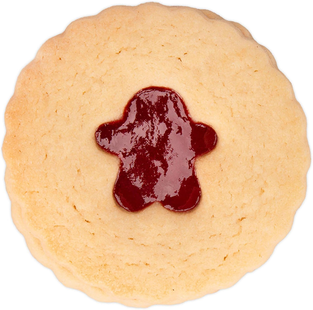 Formă de biscuiți Städter Linzer, omuleț de turtă dulce, ondulată, față-verso, plastic ABS, roșie, diametru: 5,5 cm, înălțime: 3 cm, 954145