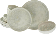 CreaTable, 23714, seria Uno Athena, set de veselă cu 12 piese pentru 4 persoane, set de farfurii din gresie, potrivit pentru mașina de spălat vase și cuptorul cu microunde, fabricat în Portugalia