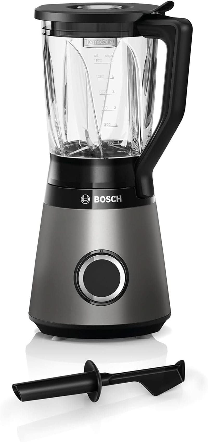 Bosch Standmixer Vitapower Serie 4 MMB6172SN, Verbesserte Version, 10 Jahre Motorgarantie, Edelstahl-Klingen, 1,5L Glasbehälter, Spülmaschinenfeste Teile, 30.000 U/Min, 1200 W, Silver Kitchen Naty Shop