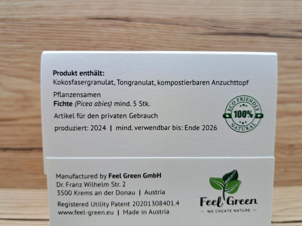 Feel Green Ecocube Weihnachtsbaum/Xmas Tree, Nachhaltige Geschenkidee (100% Eco Friendly), Grow Your Own/Anzuchtset, Pflanzen Im Holzwürfel, Made in Austria