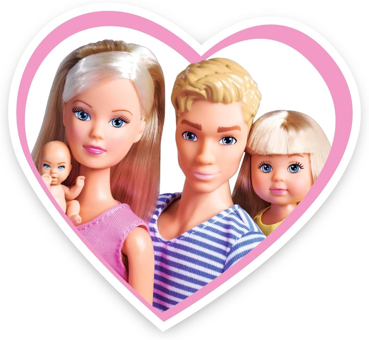 Simba 105733673 - Steffi Love Happy Family, Păpușă însărcinată, Kevin, Evi și bebeluș cu cărucior, 11 piese, accesorii, 30 cm, vârste 3+