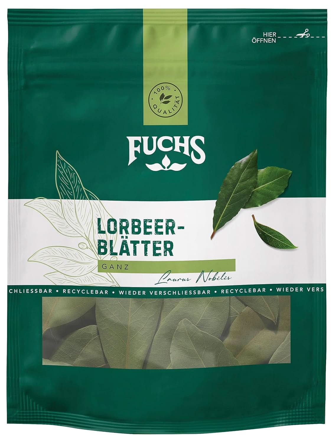 Fuchs - Laurbærblade i en genlukkelig genanvendelig pose - lavet af naturlige ingredienser - 7 gram Krydderier Naty Shop