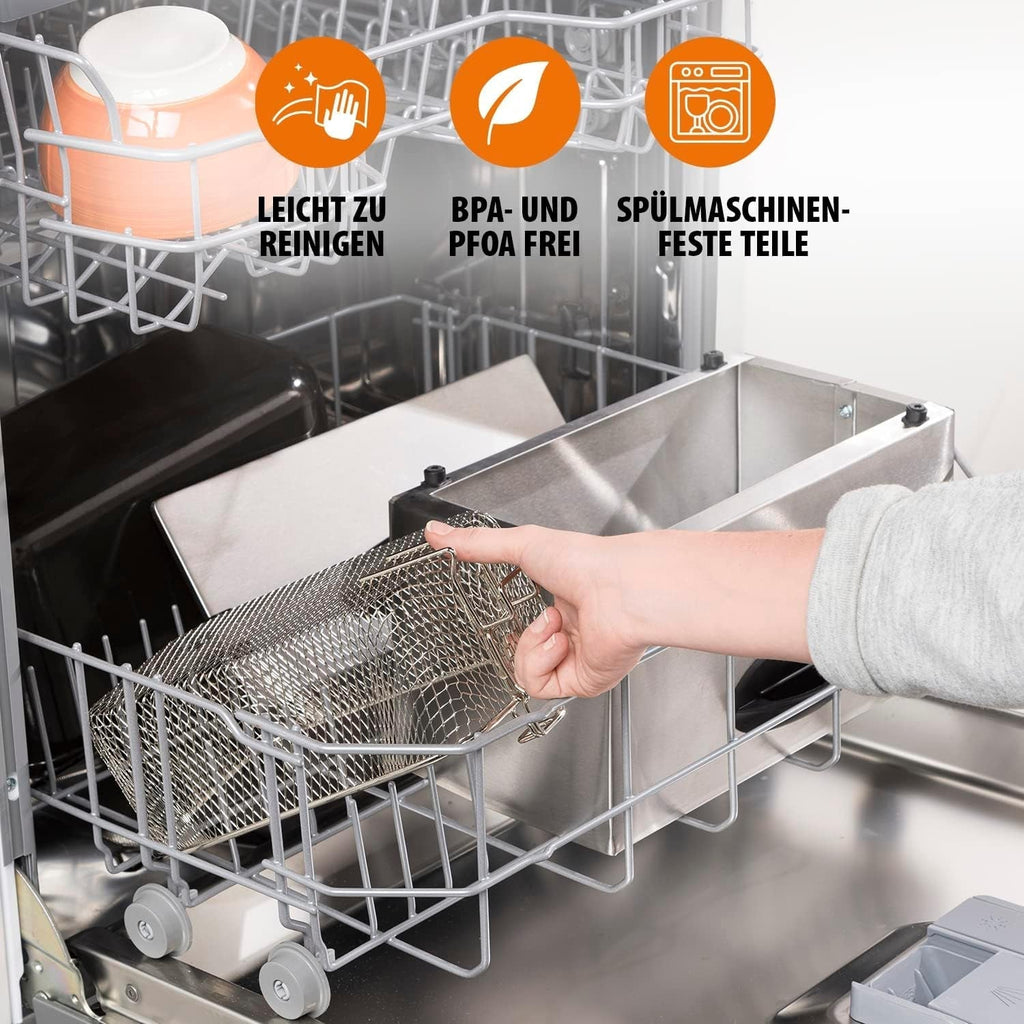 Tristar friteuză cu ulei FR-6935, 2000 wați, 3 litri, termostat, zonă rece, 3-4 persoane, metalic Electrocasnice Naty Shop