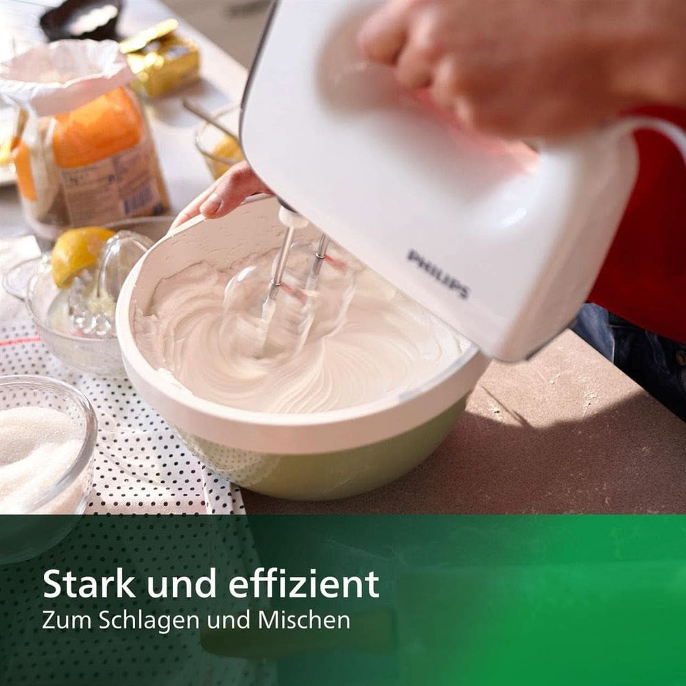 Philips Håndmixer, 450 W, 5 Geschwindigkeiten plus Turbo, Weiß/Grau (HR3741/00) Køkken Naty Shop