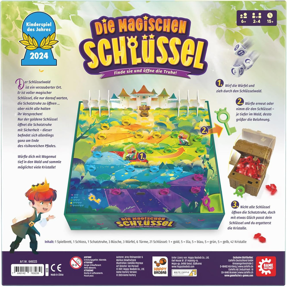 Game Factory 646323 Magic Keys, herligt terningspil for børn fra 6 år og opefter, Familiespil for 2-4 spillere, Årets spil 2024 for børn