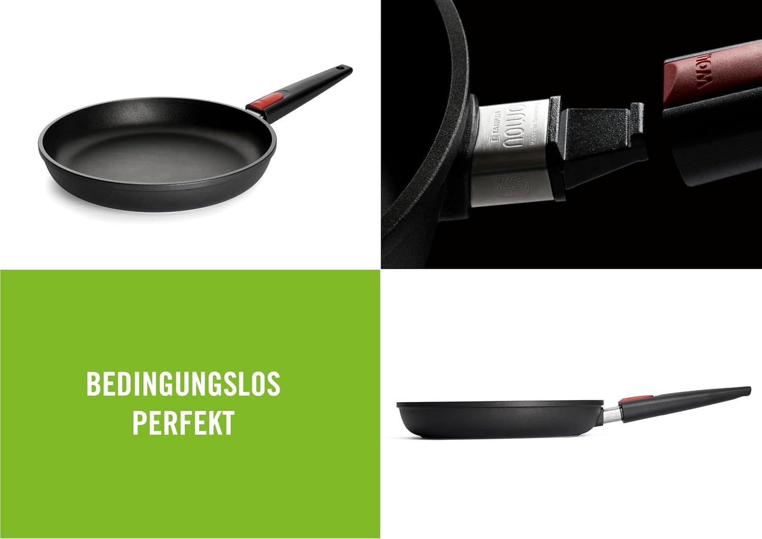 Woll Nowo Titanium flad pande - induktion, 5 cm højde, aftageligt håndtag - til alle typer kogeplader, støbt aluminium, non-stick belægning Gryder og pander Naty Shop