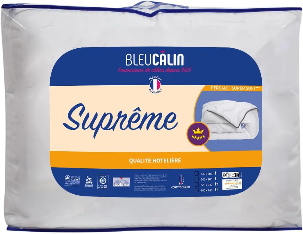 Supreme tæppe Bleu Câlin, meget varm, ekstra blød kuvert, super blød, hotelkomfort, 140 X 200 cm Dyner og quilts Naty Shop