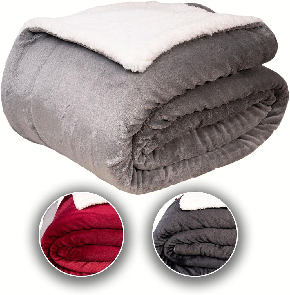 Komfortec behageligt tæppe 150X200 Cm, Oeko-Tex certificeret fluffy fleece tæppe, varmt sherpa tæppe til sofaen, tykt tæppe til sofaen, bordeaux senge og tæpper Besuche den Komfortec-Store Grå 240 X 220 Cm