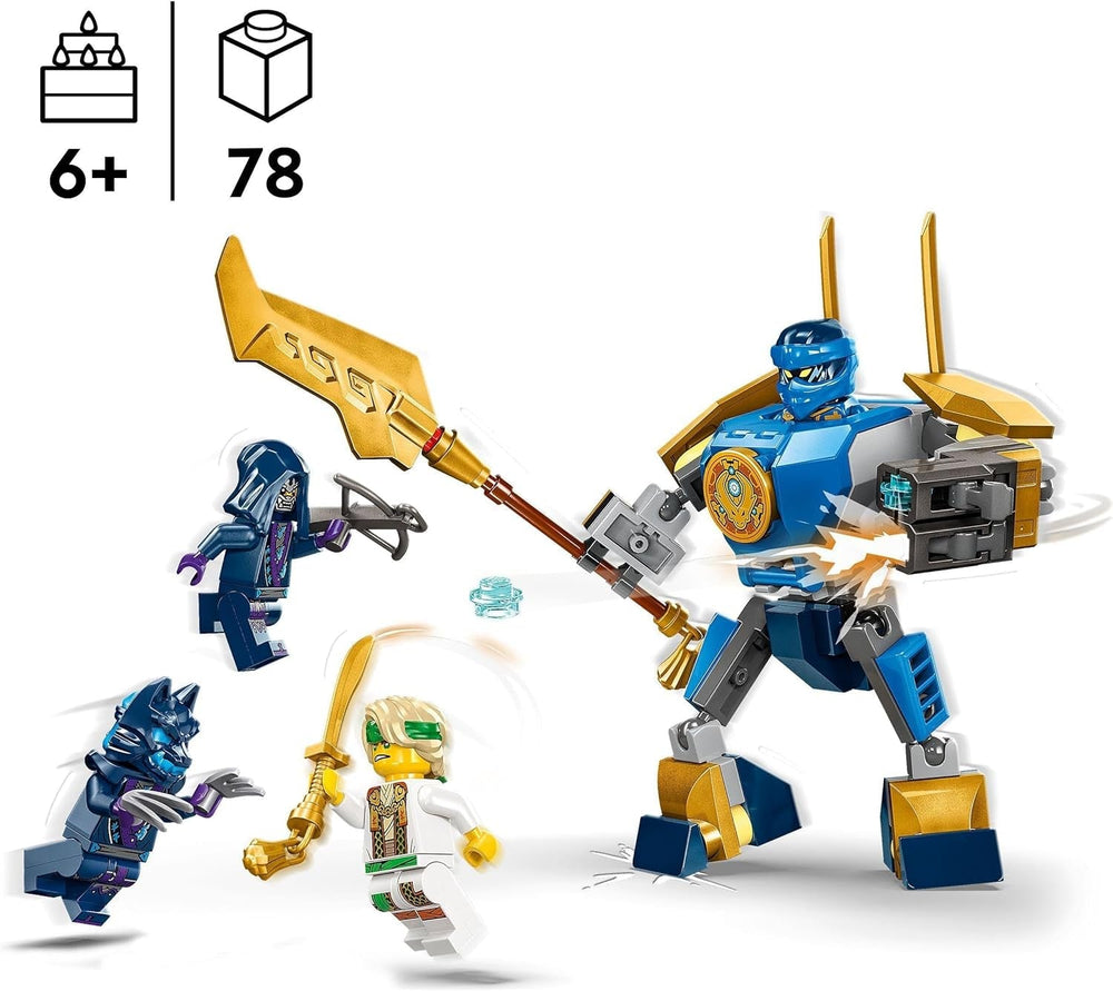 LEGO NINJAGO Jay Battle Mech, ninja legetøj til børn med figurer, inklusive Jay minifigur med mini katana, actionfigurer og mech, lille gave til kreative drenge og piger fra 6 år 71805 Byggesæt Besuche den LEGO-Store