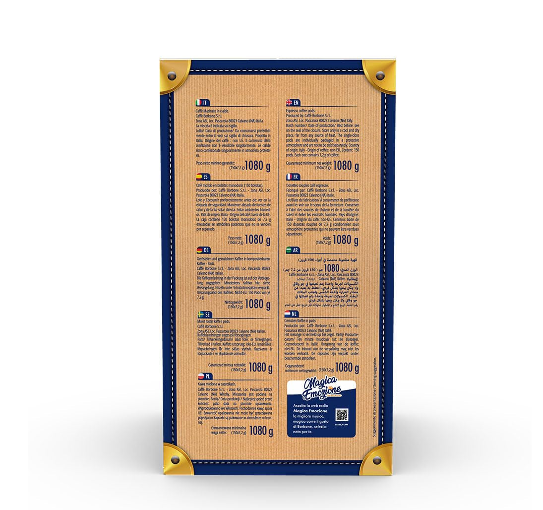 Caffè Borbone Kompostierbare Kaffeepads, Rote Kaffeemischung - 150 Pads - Kompatibel mit ESE System Papier Pads 44 mm