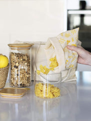 Set de 3 recipiente pătrate din sticlă cu capac din bambus-800ml, sticlă borosilicată, bambus, silicon, natural, 11 x 11 x 11 cm Cutii depozitare alimente Naty Shop