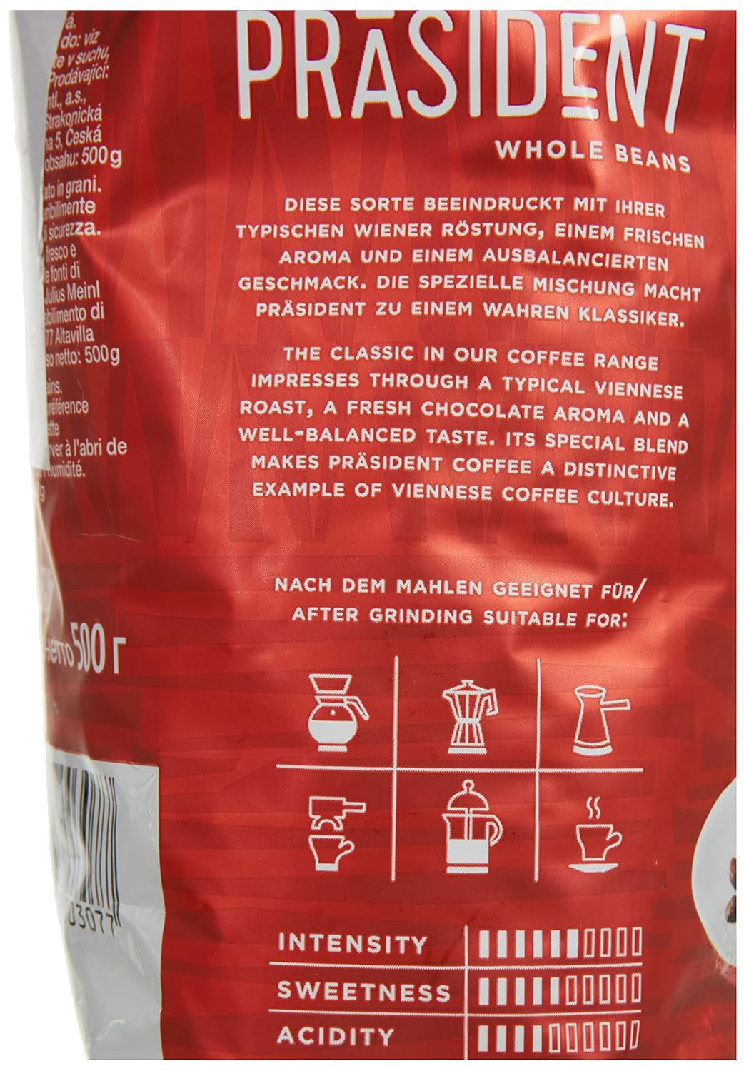 Fasole întreagă President, pachet de 2 (2 x 500 g)