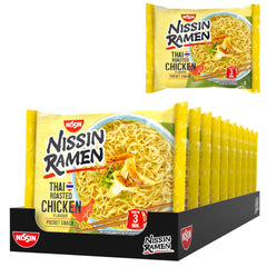 Nissin Ramen - Thai bagt kylling 10 pakke asiatisk stil instant nudler Thai opskrift Hurtig og nem asiatisk mad (10 x 65 g)