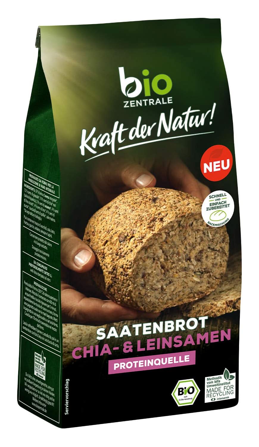 Biozentrale, brødbageblanding med hampefrø og hørfrø, økologisk, 500 gram Kitchen Naty Shop 500 gram Chia og hørfrø