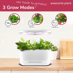 6Pro Hydroponic Grow System Kit (6 kapsler), Indendørs Havebrugssæt med 3 L vandtank, 3 dyrkningstilstande og lydløs pumpe, Home Urter og Salat Dyrkning Kit, Justerbar højde op til 33,0 cm, hvid
