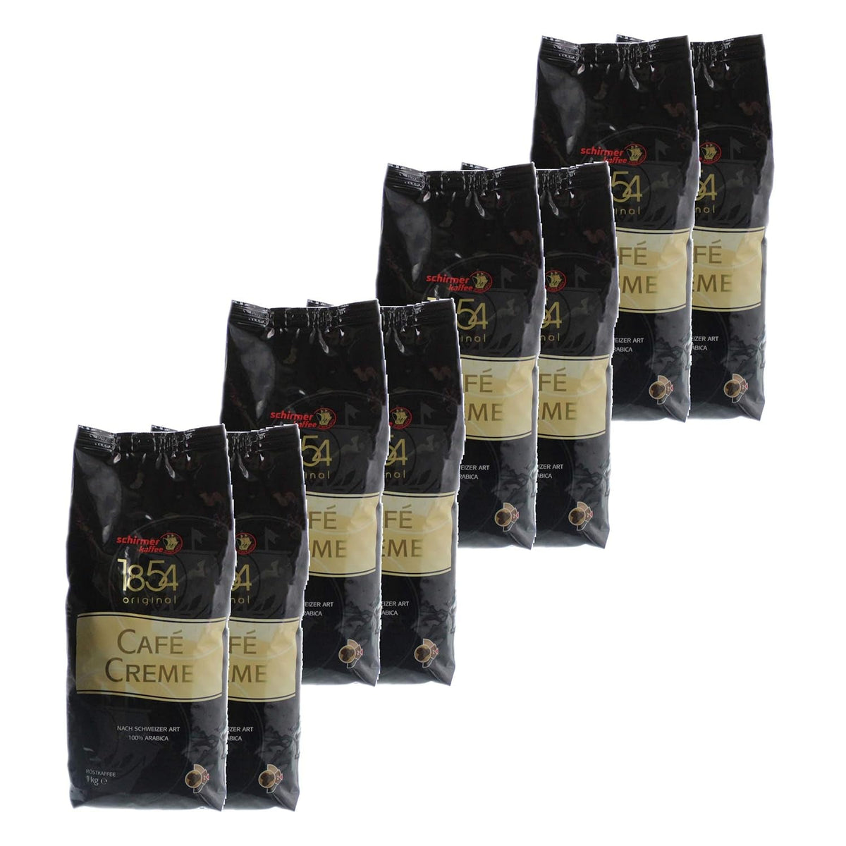 Cafe Creme în stil elvețian, boabe întregi, boabe de cafea, pachet de 8, 8 x 1000g
