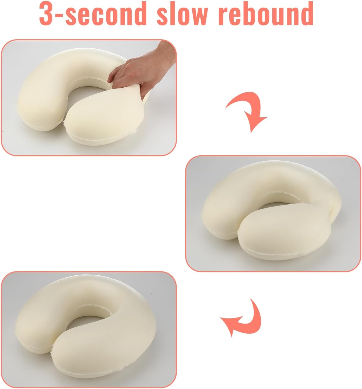 Litimkat pernă pentru gât copii, pernă portabilă pentru gâtï¼Œpernă de călătorieï¼Œ Pernă din spumă de memorie în formă de U, călătorie, avion, mașină, tren, birou, acasă, față de pernă cu model drăguț de animale, detașabilă (roz) Perne ortopedice cervicale Naty Shop