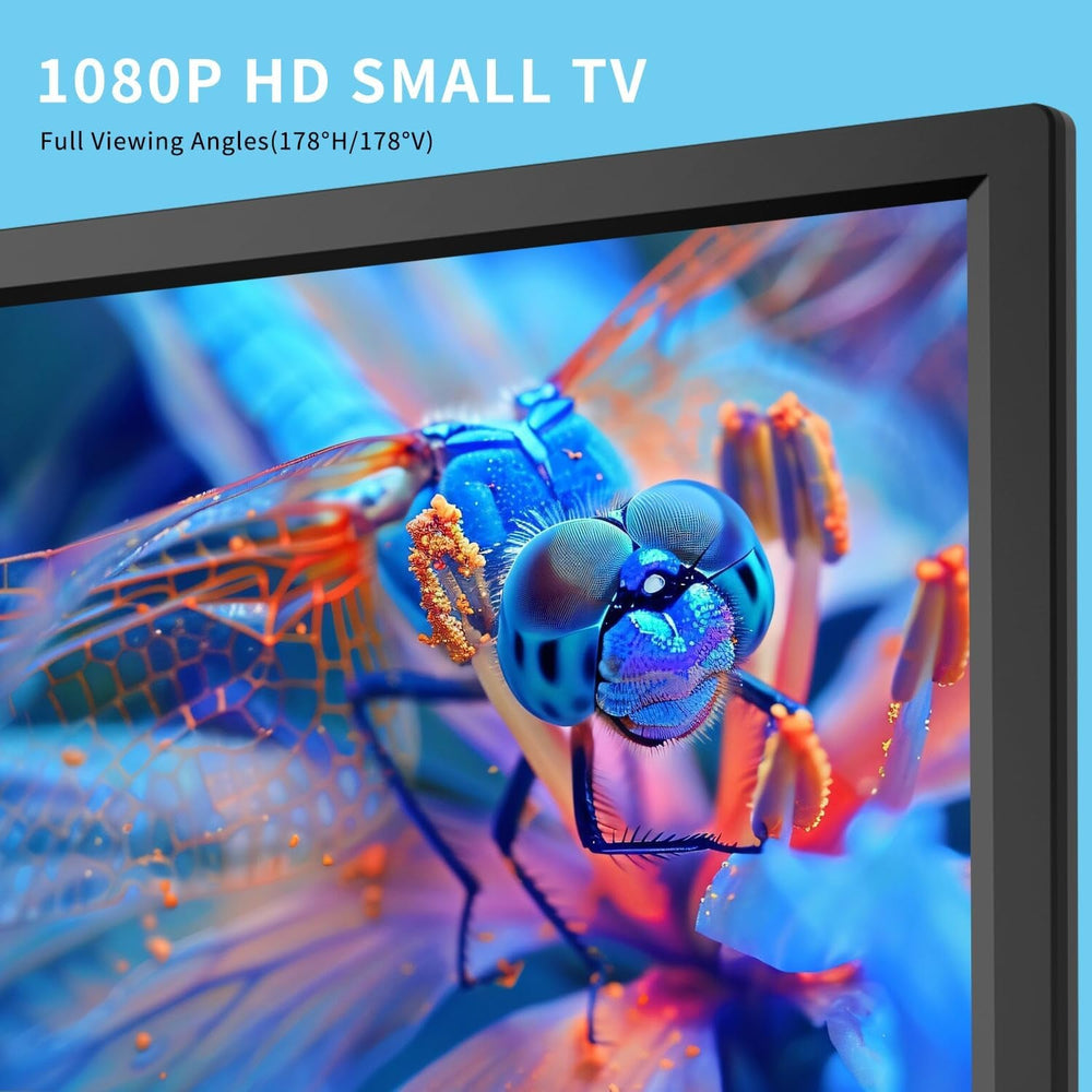 Televizor digital Freeview de 16 inci, tuner DVB-T2, intrare AV, HDMI/VGA, port USB, alimentare de la mașină (12 volți) sau de la rețea, telecomandă