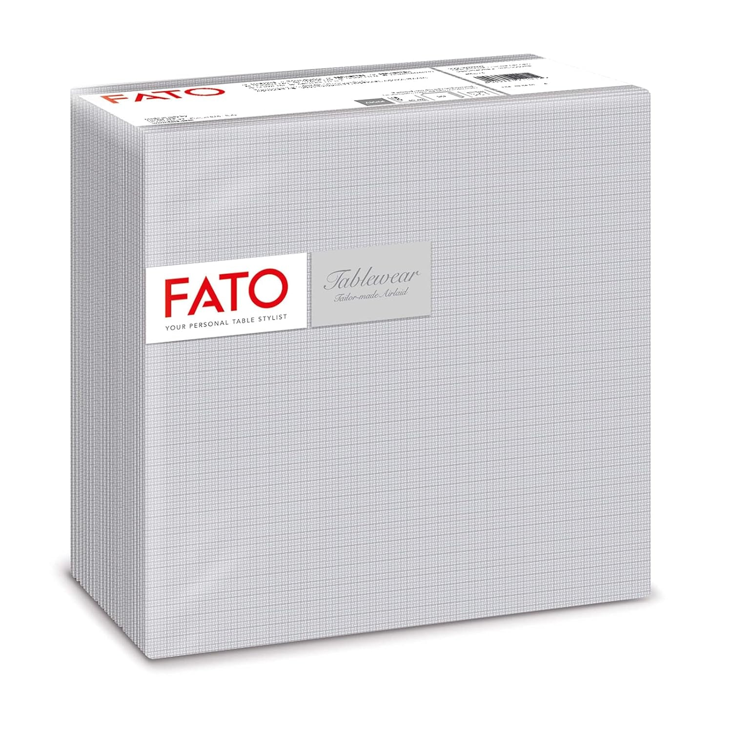 Fato - Șervețele din hârtie uscată, airlaid, efect textil, pachet de 50 de șervețele, format 40X40 pliate în 4, decor Shade Silver