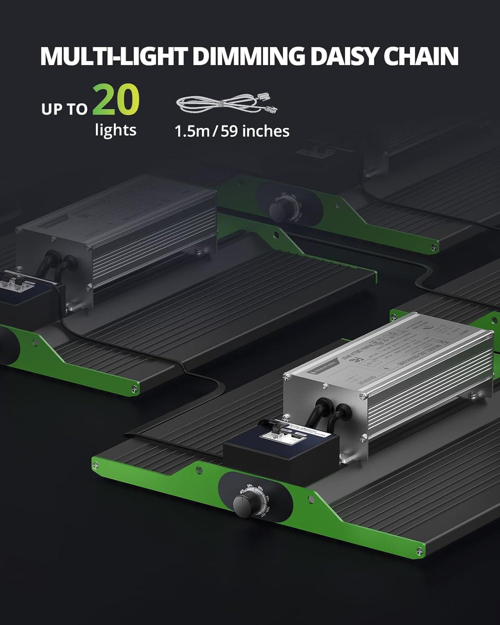VIPARSPECTRA P1000 LED Grow Light Full Spectrum 2024 LED Grow Light 0%-100% Dæmpbar til drivhuse Indendørs planter Frøplanter Grøntsager Blomster Voksetelte 60x60cm og 80x80cm