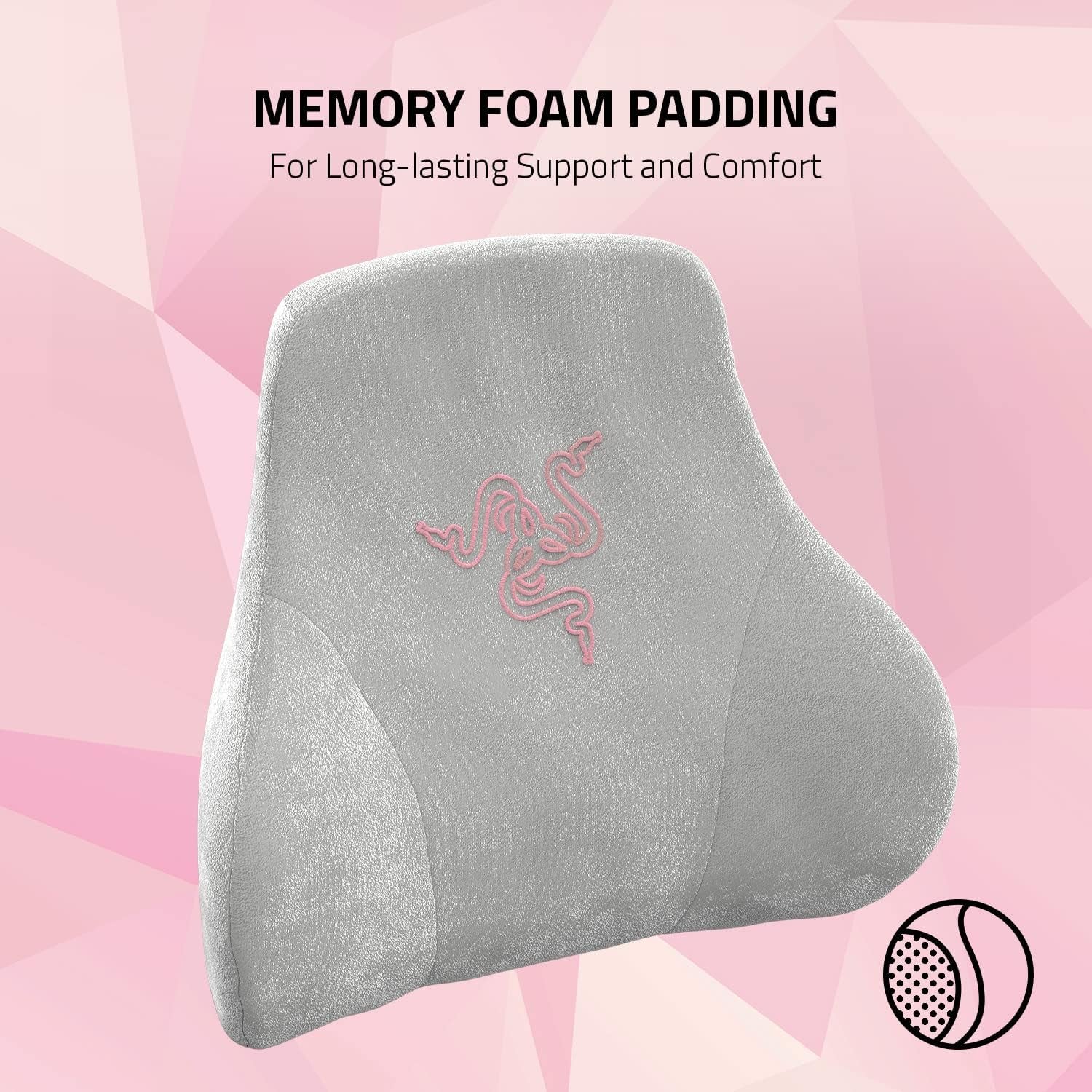 Razer Head Cushion - Pernă pentru gât și cap pentru scaune de jocuri (design ergonomic, spumă de memorie, acoperire moale de catifea neagră) Quartz Perne standard Naty Shop