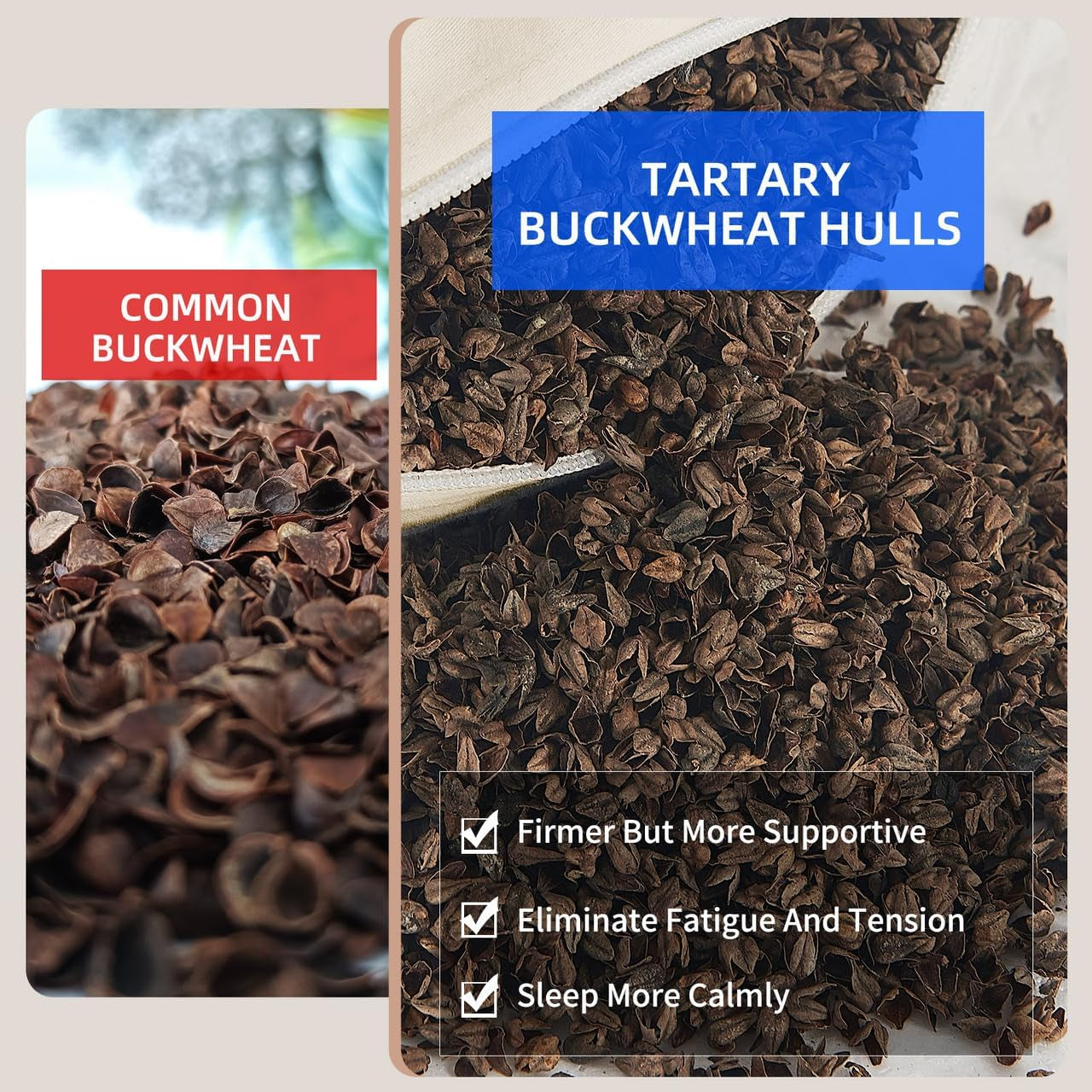 LOFE Pernă organică de hrișcă pentru dormit, 35,6 X 50,8 cm, reglabilă, respirabilă pentru un somn răcoros, suport cervical pentru cei care dorm pe spate și lateral (Tartary Buckwheat Hulls) Perne standard Naty Shop