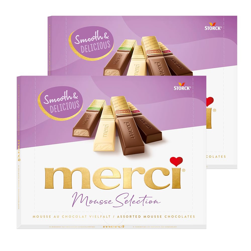 merci Finest Selection Mousse au Chocolat Variety – 1 x 210 g – Specialiteter Udsøgt chokolademousse – Fyldte og ufyldte praliner