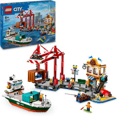 LEGO City havn med fragtskib, byggelegetøj til drenge og piger fra 8 år, gaveidé til børn, containerkran, legetøjsskib og 8 minifigurer 60422 Byggesæt Besuche den LEGO-Store Standardtitel