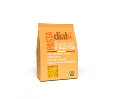 Dialsi stjerneformet pasta, glutenfri majs- og rispasta, bronzebrændt, 100 % italienske ingredienser, ingen tilsætningsstoffer, tilberedes på 8-9 minutter, 300 g pakke