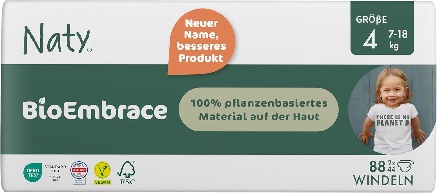 Naty BioEmbrace babybleer, str. 5 (11-25 kg) | 100% plantebaserede materialer, skånsomme mod huden | Åndbar blødhed, dermatologisk testet, fremragende absorption | 80 stk.