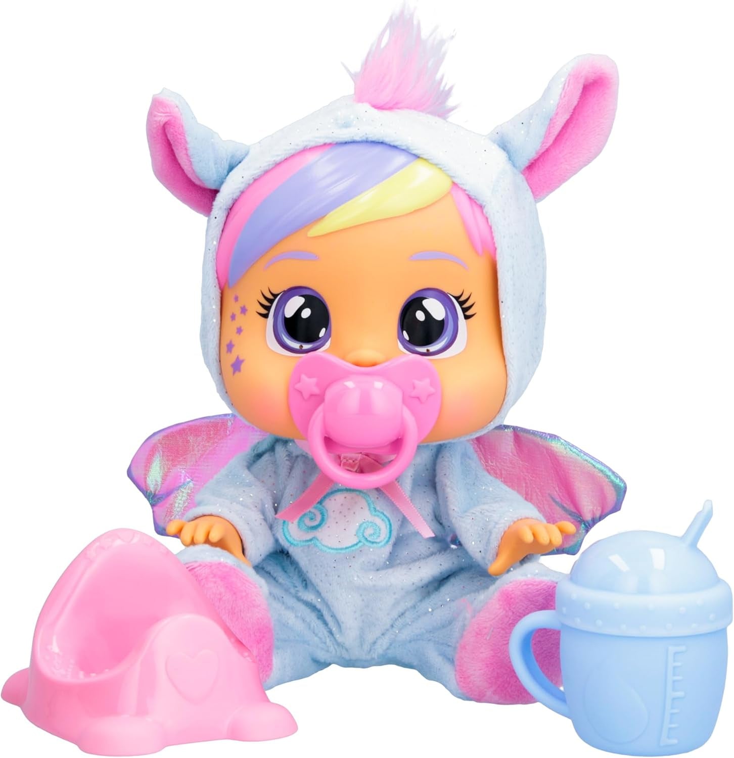 CRY Babies Loving Care Fantasy Dreamy | Interaktive Puppe, die echte Tränen weint, einen Pyjama trägt und 3 Accessoires enthält - Spielzeug und Geschenk für Mädchen und Jungen