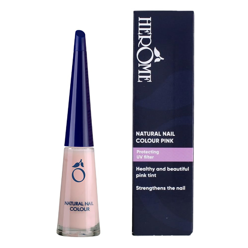 Herome naturlig pink neglelak med styrkende effekt - Neglelak velegnet til fransk manicure - Negleforstærker med en frisk pink farve - 10ml.