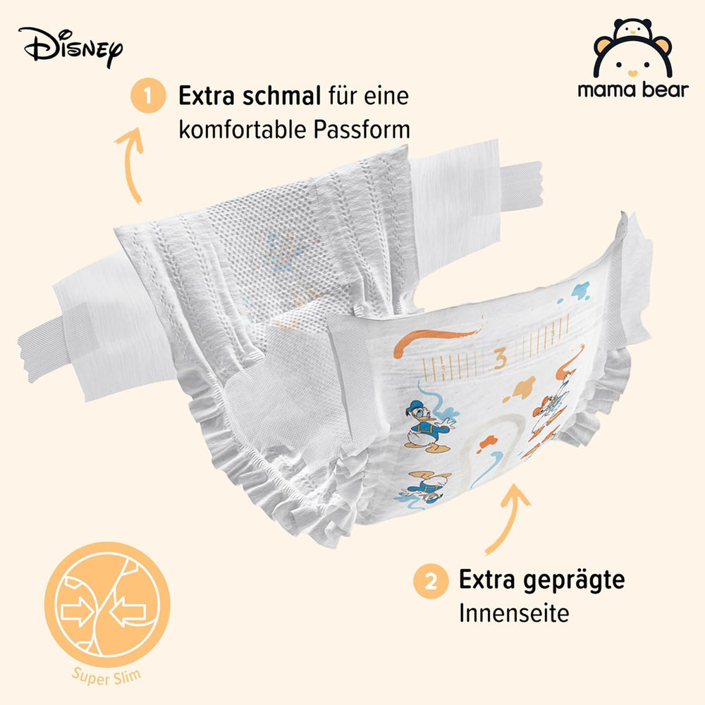 Amazon-mærke: Mama Bear Disney Ultra Dry Bleer, Størrelse 3 (4-9 kg) - Månedlig æske, hvid, 172 Antal (2 pakker af 86)
