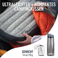 Sea to Summit - Aeros Down Travel Pillow L - Ultralight & Inflabilă - Material 10D - Pernă din puf Premium - Antiderapantă - Pentru drumeții și camping - 42 X 28 X 12 Cm - Gri - 95 G Perne calatorie Naty Shop