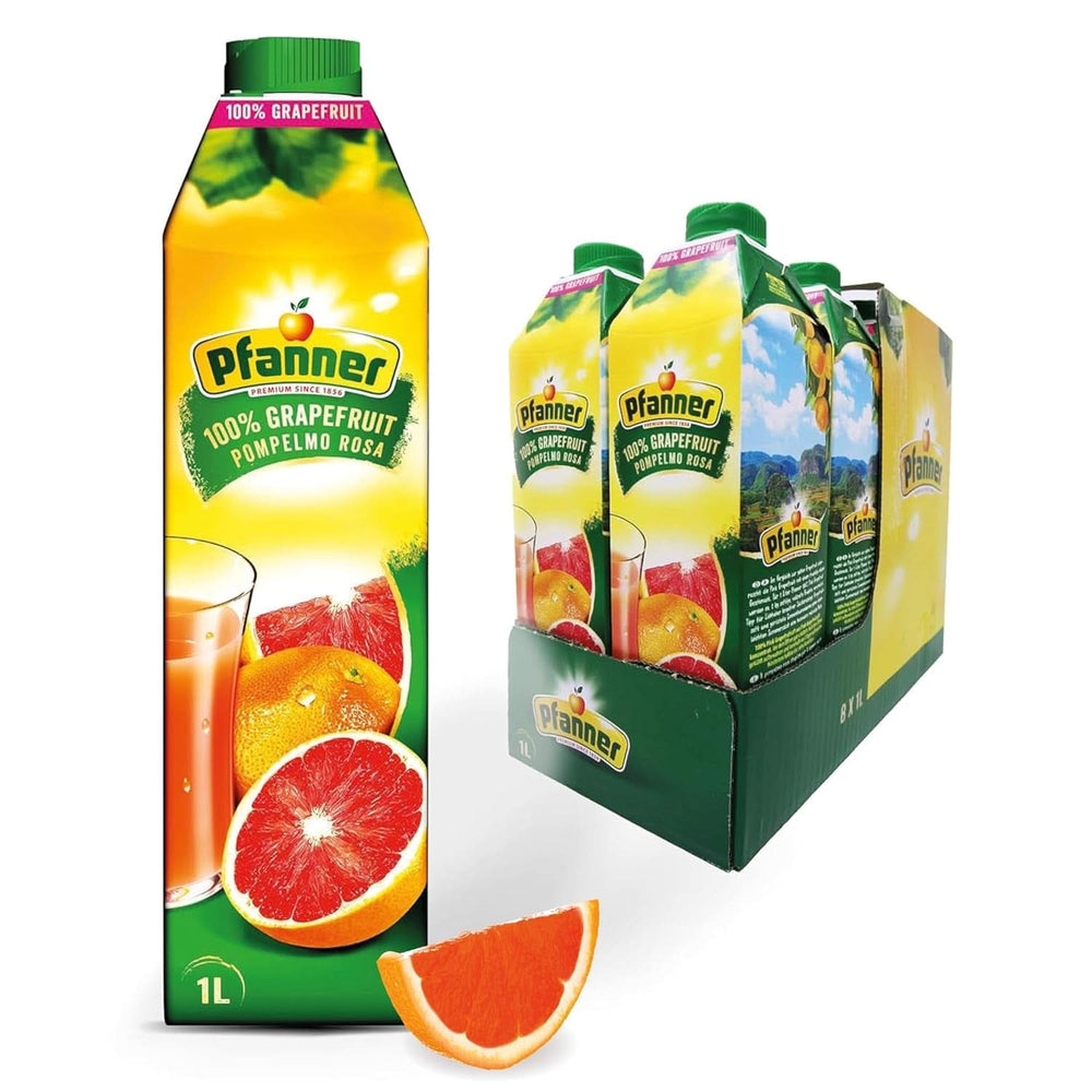 Pfanner Strawberry Fruit Nectar (8 X 1 liter) - 30 % frugtindhold - Strawberry Drink Naty Shop Grapefruit Pink