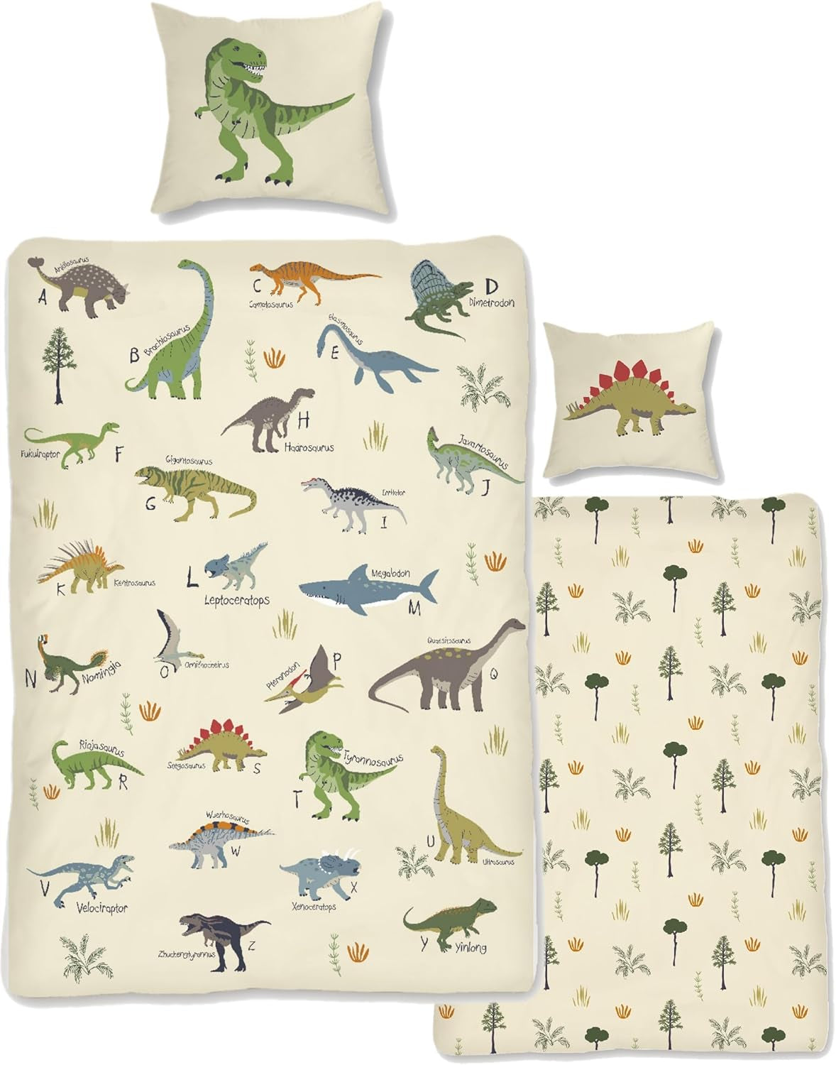 Skybrands Dino Bedtuchen 135X200 Jungen Bedtuchen Dinosaurier Baumwolle 2Tlg Kinder Bedtuchen Dinosaurier 135X200 + Beutel Naty Shop Standardtitel