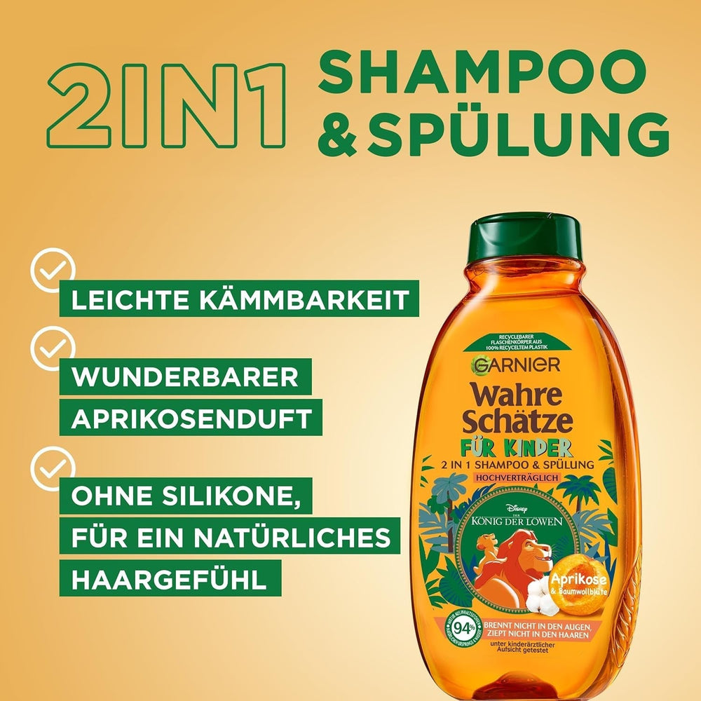 Garnier Shampoo til børn, til følsomt hår og let kæmning, med abrikos og bomuldsblomster Garnier Brusebad og bad