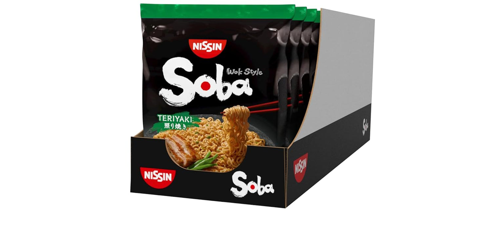 Nissin Bag Soba Noodles - Klassiske japanske Instant Nudles 9 Pack Wok Style med Yakisoba Sauce Quick Cook asiatisk mad (9 x 109 g)