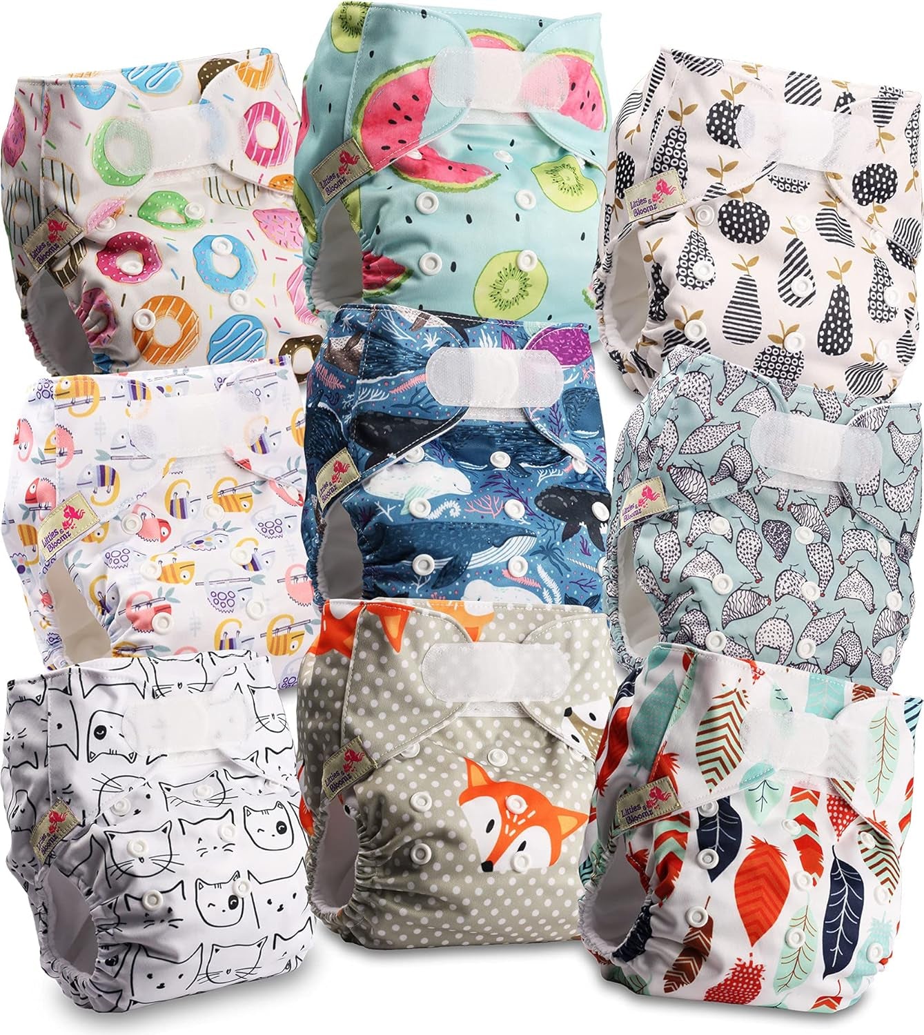 Littles og Bloomz genanvendelig ble FLV2-0602, standard krog og løkke lukning, 6 bleer