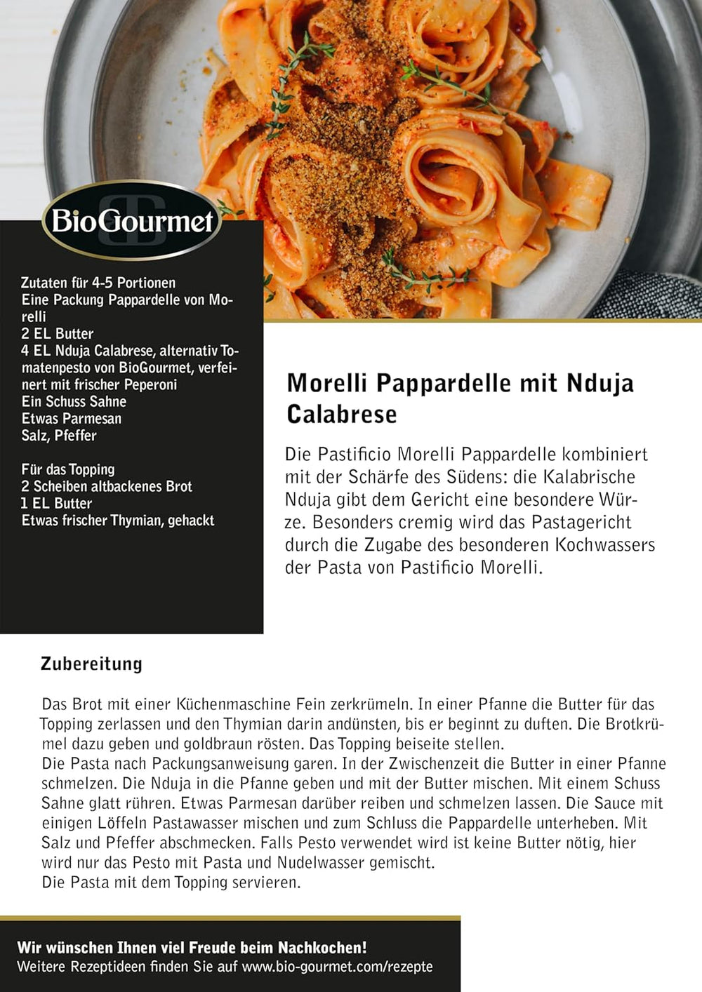 BioGourmet Pappardelle med hvedekim - Økologisk bred pasta til gryderetter og saucer - med ekstra næringsstoffer | 500 g økologisk og vegansk