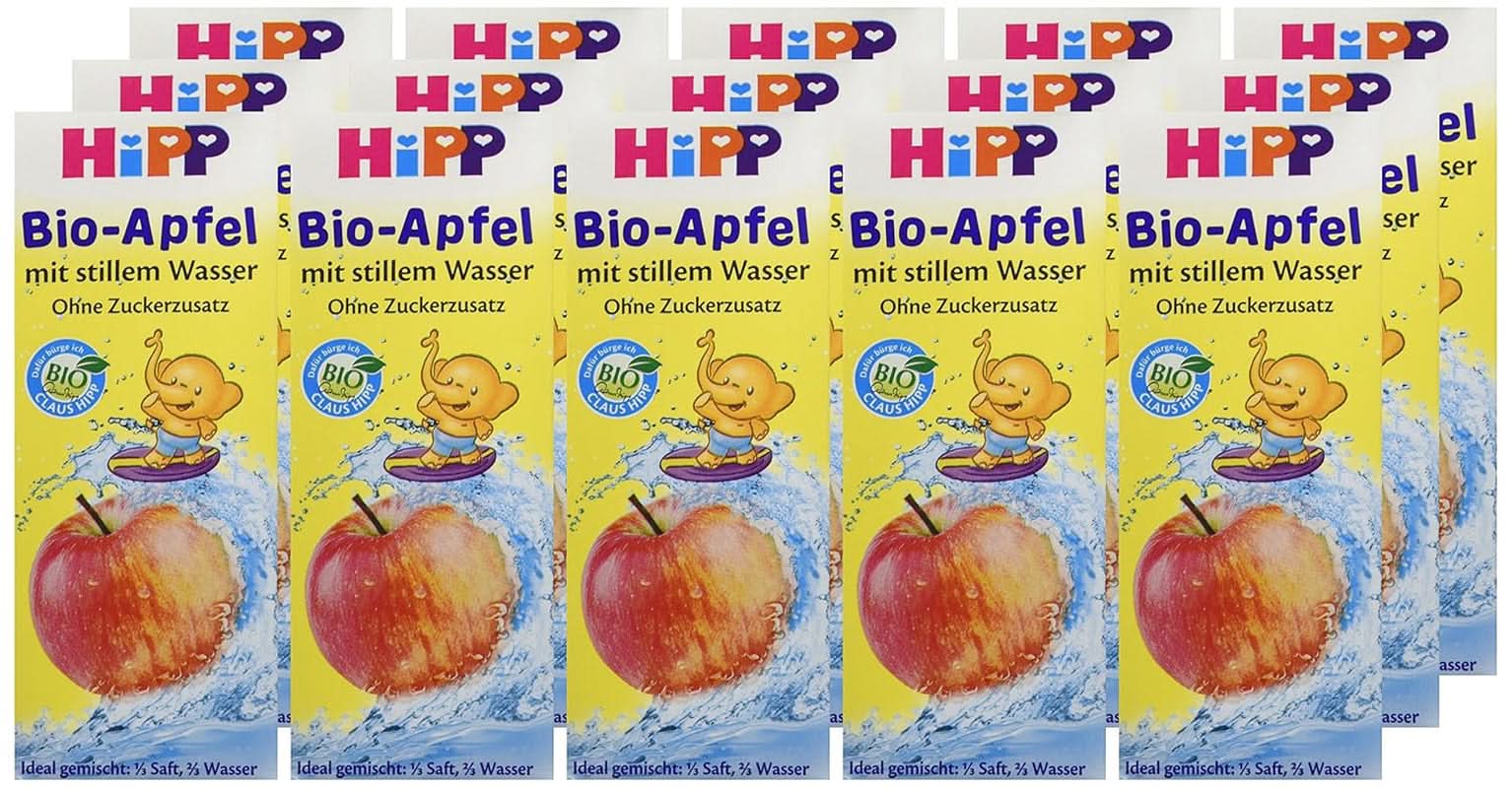 Hipp økologisk æblejuice med almindeligt vand, pakke med 15 (15 x 200 ml) Mor og barn Naty Shop