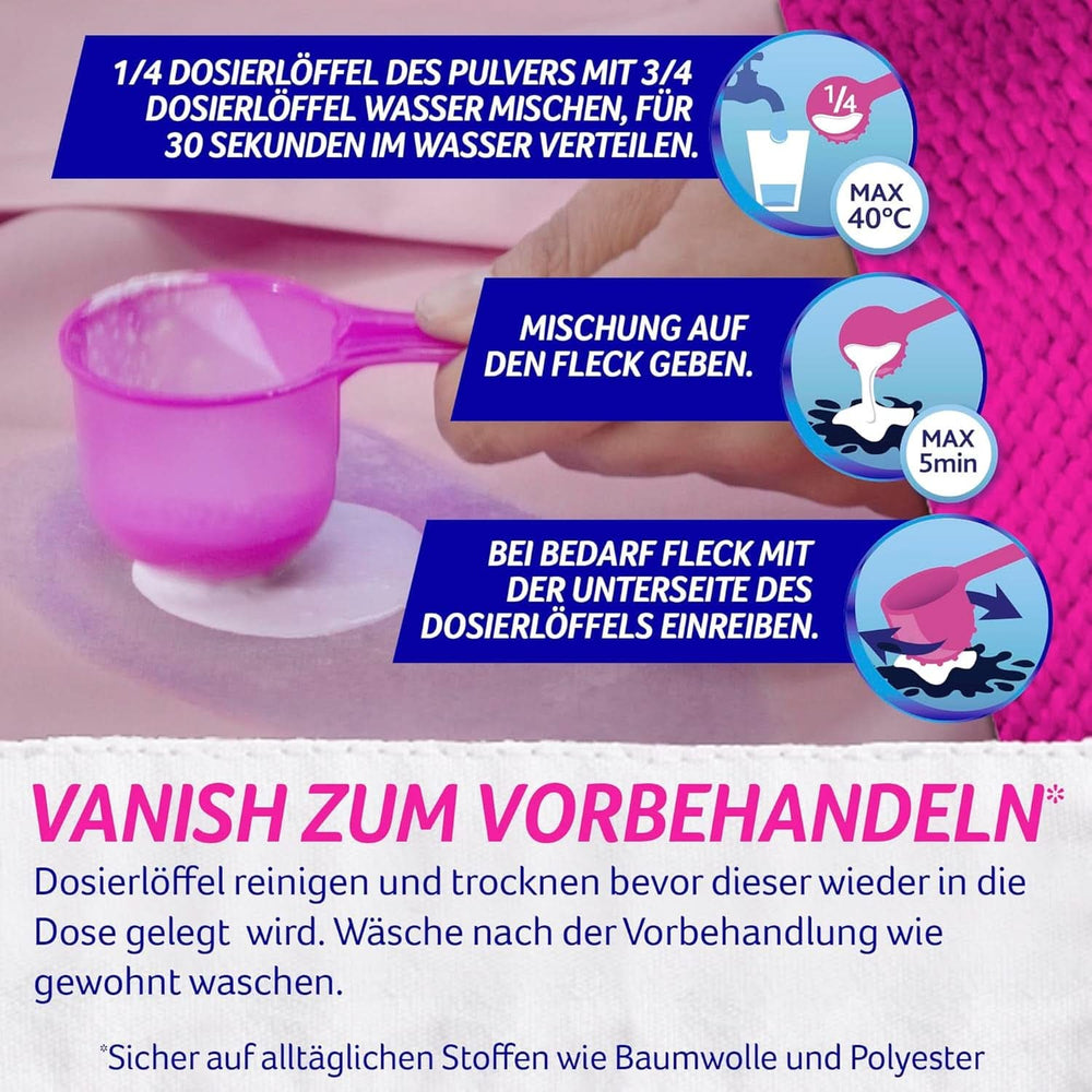 Vanish Oxi Action Powder Pink - 1.125 Kg - klorfri pletfjernelse og vasketøjsforbedringspulver - til farvet vasketøj Vaskemidler Naty Shop