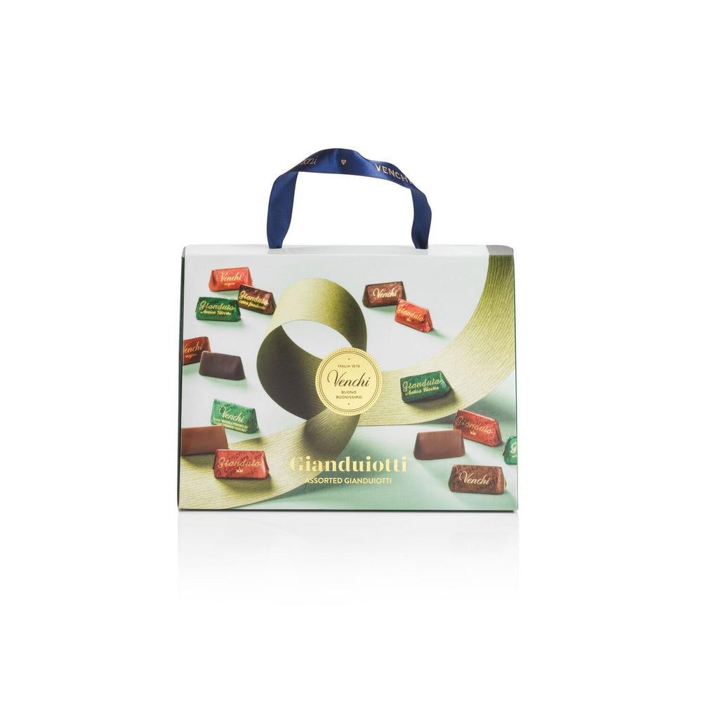 Gavesæt Venchi - Borsina Gianduiotti, med forskellige Gianduiotti-chokolader, inklusiv "Piedmont hasselnødder", 150g, glutenfri, ingen kunstige farver, ingen konserveringsmidler, gaveidé