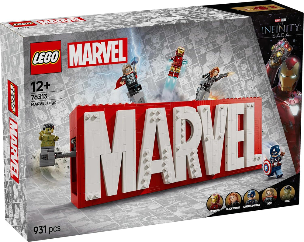 LEGO Marvel: Marvel logo og minifigurer - Hulk, Thor, Iron Man, Black Widow og Captain America samlingssæt - Avengers figurbyggesæt - Gave til drenge og piger fra 12 år og opefter 76313 Byggesæt Beuche den LEGO-Store