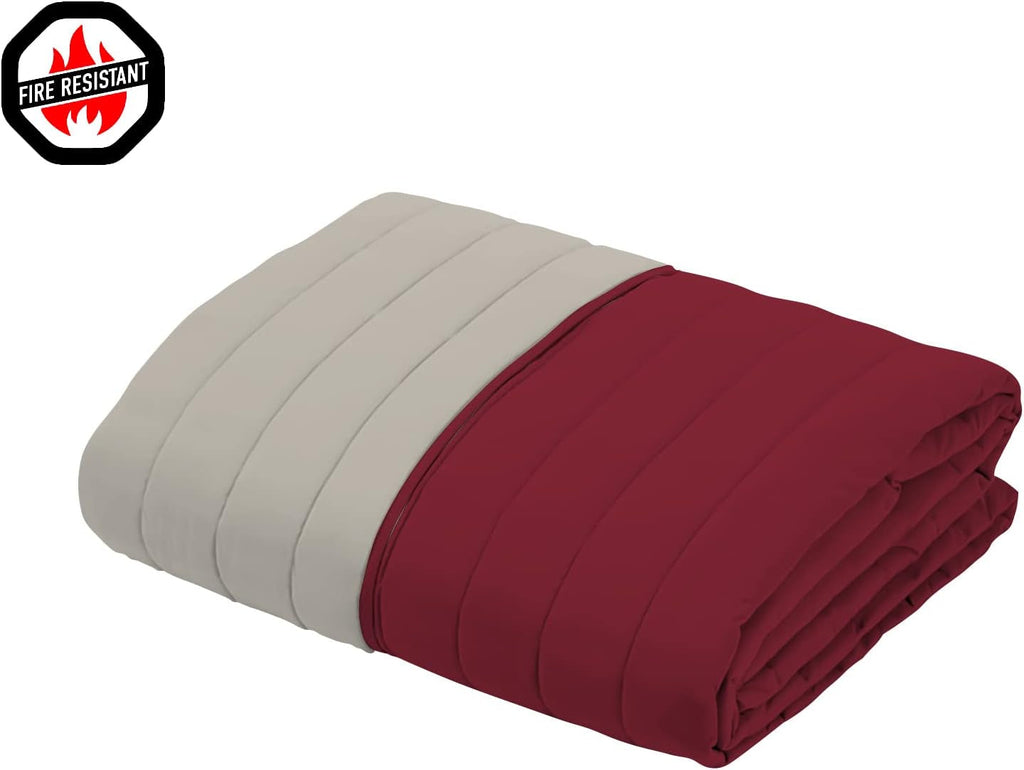Pătură de vară din lenjerie de pat italiană, ignifugă, microfibră, bicoloră, bordeaux/gri deschis, 170 X 270 cm Plapumi si pilote Naty Shop